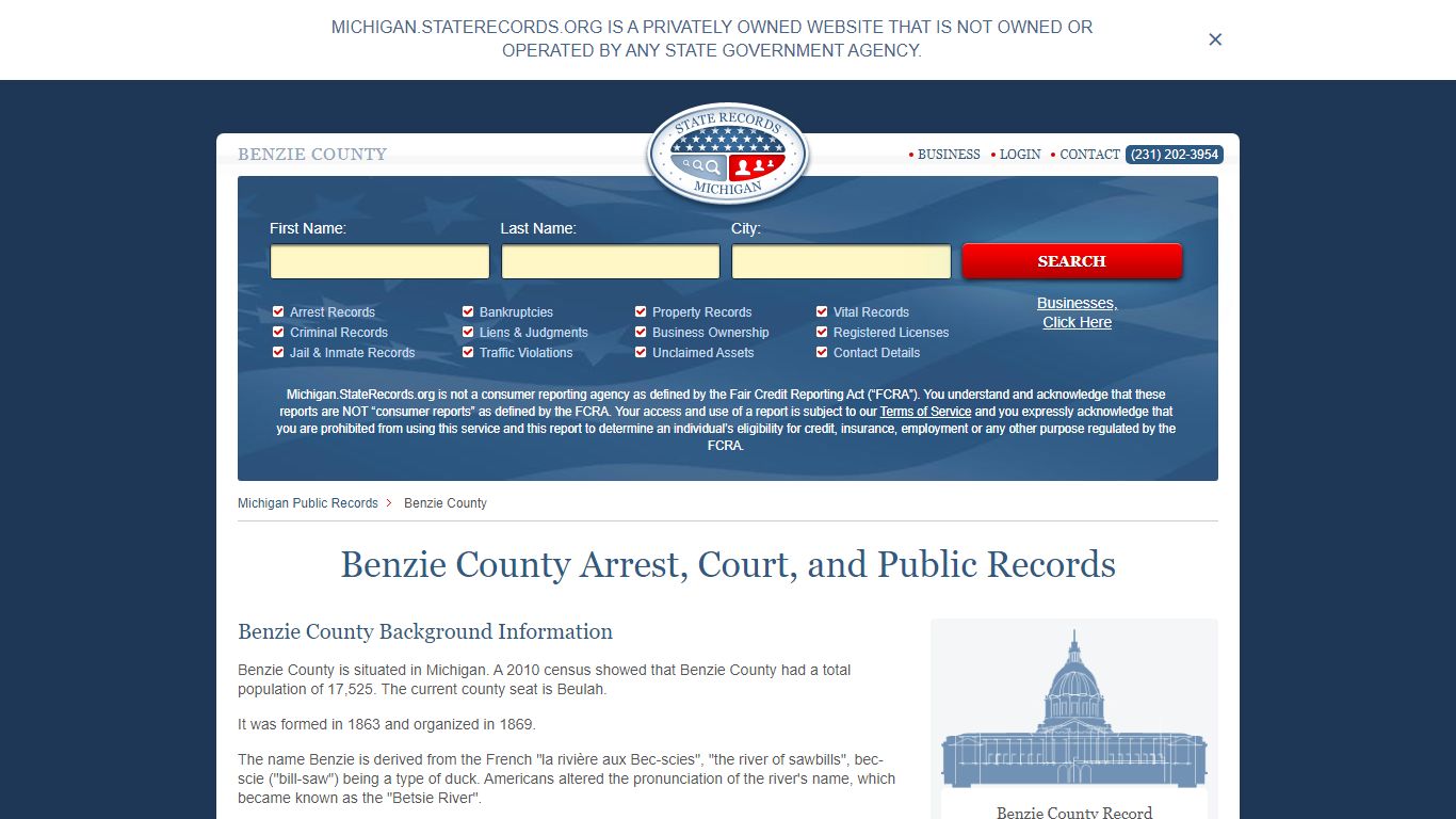 Benzie County Arrest, Court, and Public Records