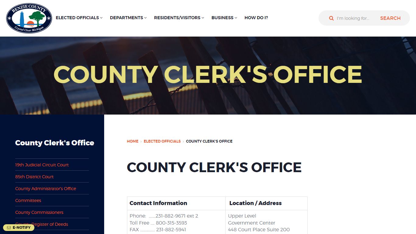 County Clerk's Office - Benzie County