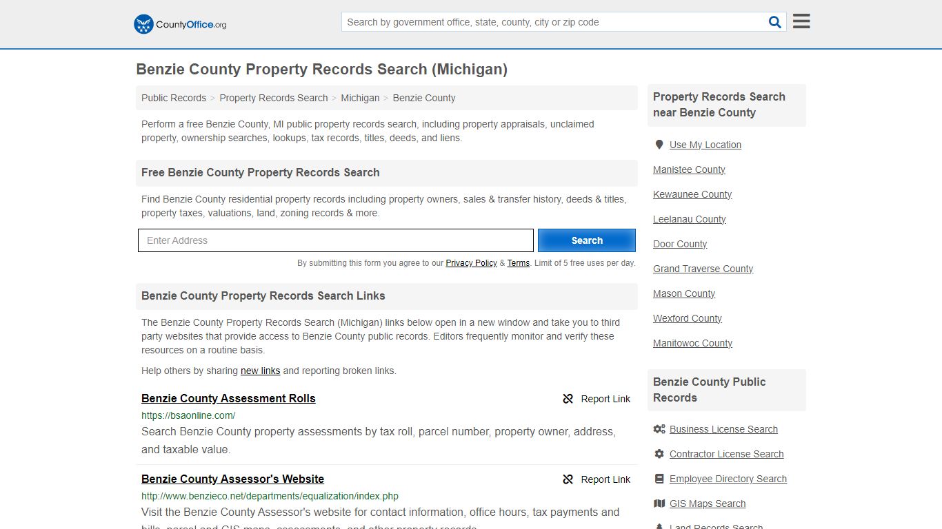 Benzie County Property Records Search (Michigan) - County Office